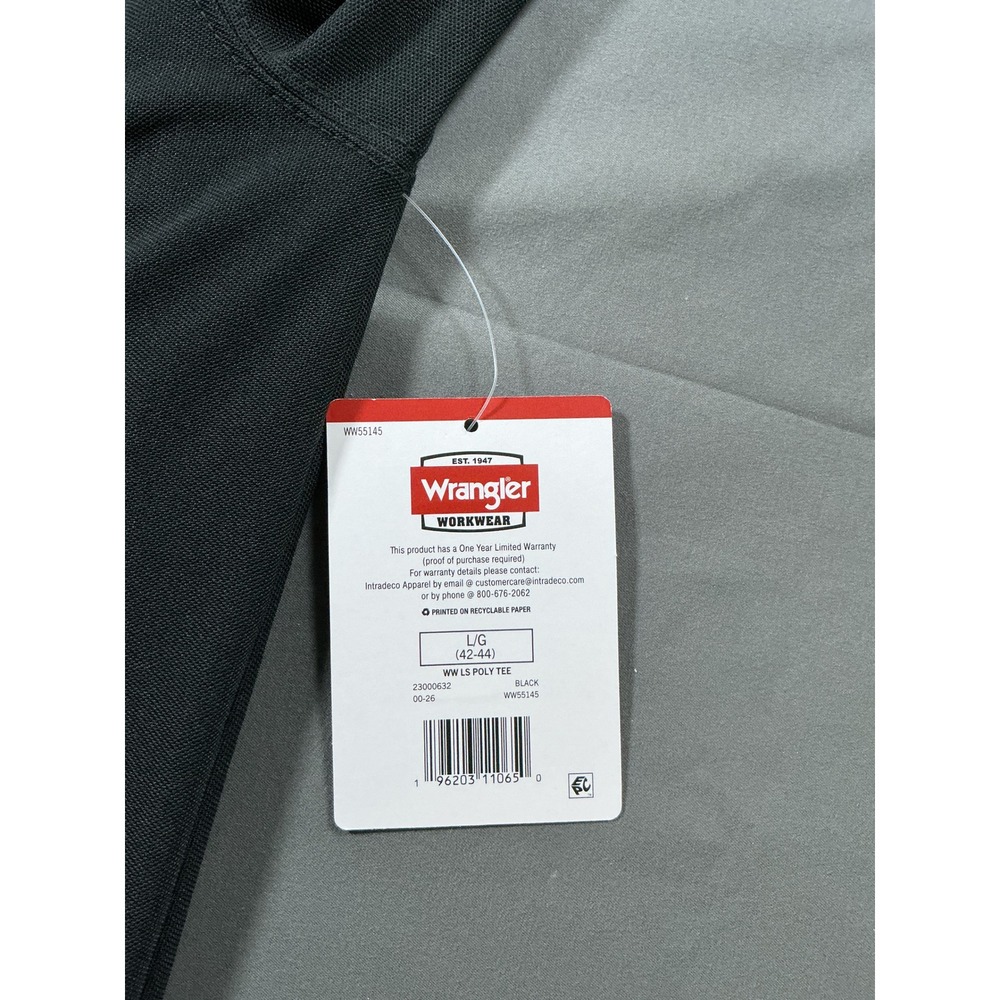 Wrangler Workwear Mens Black Performance LS Pen Pocket Tee Relaxed Fit L WW55145 - Picture 12 of 12